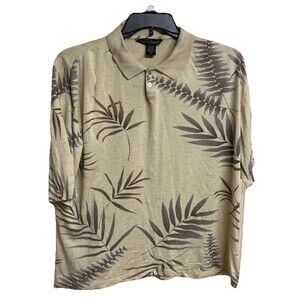 Men's Tori Richard Polo Short Sleeve Silk Blend Hawaiian Floral Size Medium